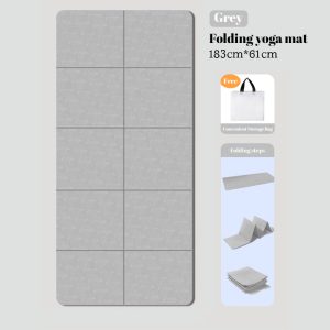 574140469 Foldable eco-friendly TPE yoga mat: double-sided, non-slip, for travel, exercise, Pilates & floor workouts