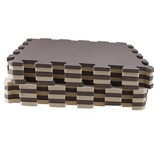 574140468 10 Piece Eva Foam Puzzle Exercise Mat Interlocking Floor Tiles Brown+beige